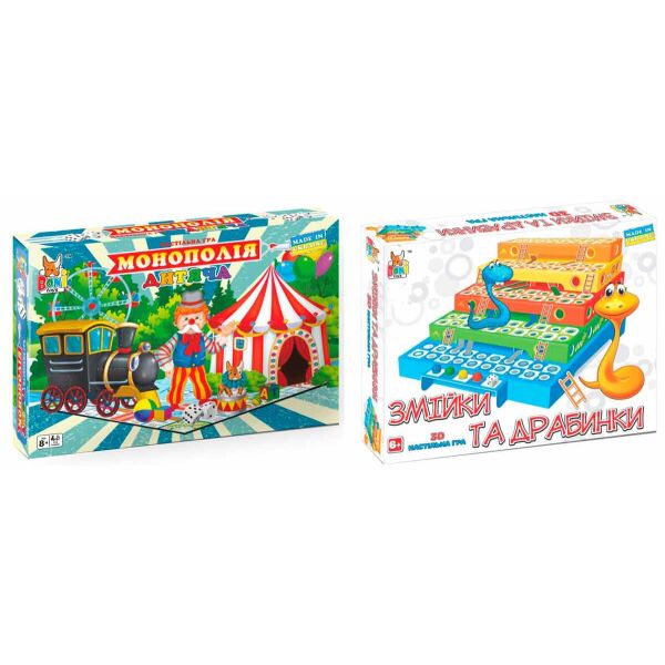 

Набор настольных игр Boni Toys Детская монополия и Змейки и лесенки (0042-325)