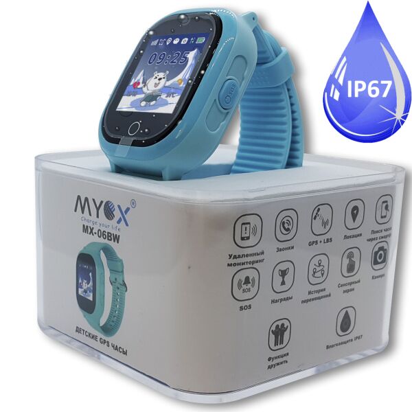 

Детские водонепроницаемые GPS часы МХ-06BW (камера) Myox 3,1х5,2х1,1 см Голубой
