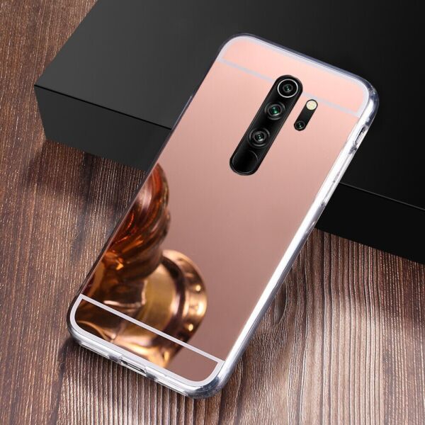 

Чехол Fiji Mirror для Xiaomi Redmi Note 8 Pro силикон зеркальный бампер розовое золото