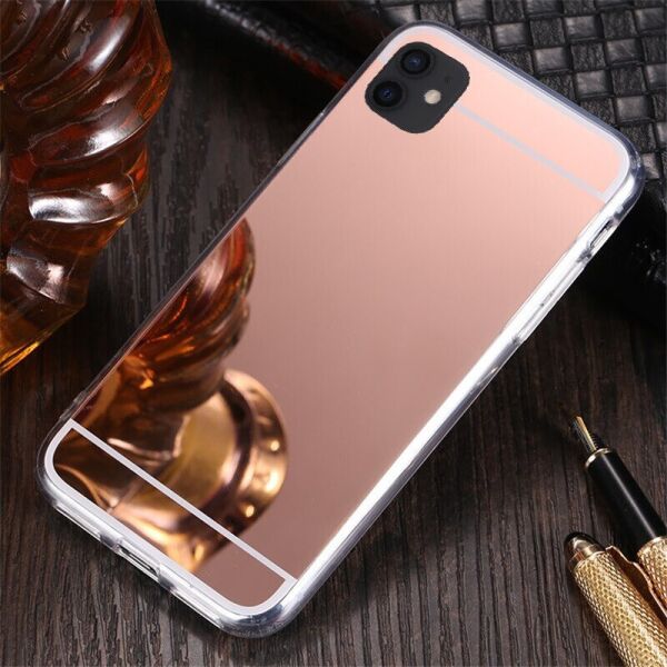 

Чехол Fiji Mirror для Apple Iphone 11 силикон зеркальный бампер розовое золото
