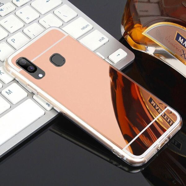 

Чехол Fiji Mirror для Samsung Galaxy A10s (A107) силикон зеркальный бампер розовое золото