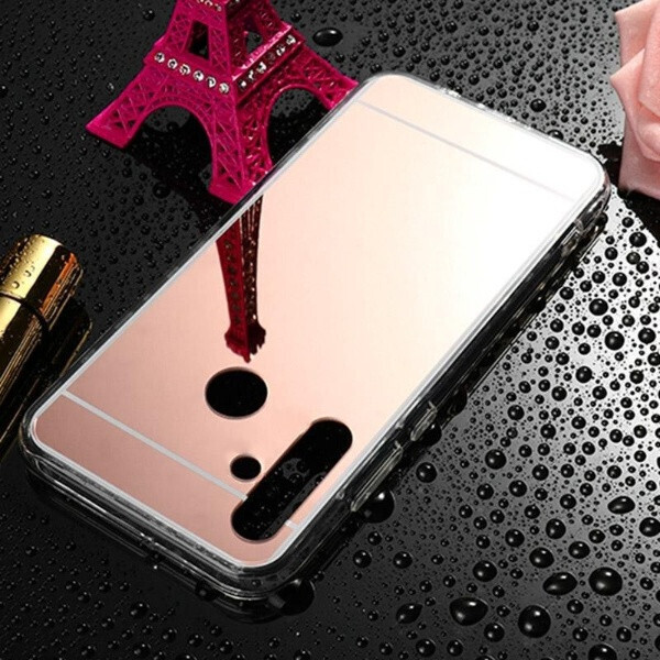 

Чехол Fiji Mirror для Realme 5i силикон зеркальный бампер розовое золото
