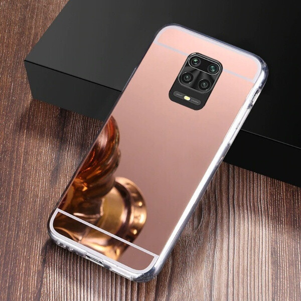 

Чехол Fiji Mirror для Xiaomi Redmi Note 9S силикон зеркальный бампер розовое золото