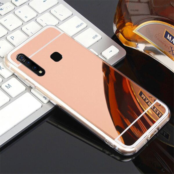 

Чехол Fiji Mirror для Vivo Y19 силикон зеркальный бампер розовое золото