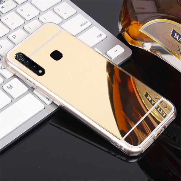 

Чехол Fiji Mirror для Vivo Y17 силикон зеркальный бампер золотой