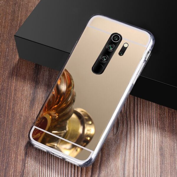 

Чехол Fiji Mirror для Xiaomi Redmi Note 8 Pro силикон зеркальный бампер золотой