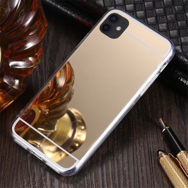 

Чехол Fiji Mirror для Apple Iphone 12 mini силикон зеркальный бампер золотой
