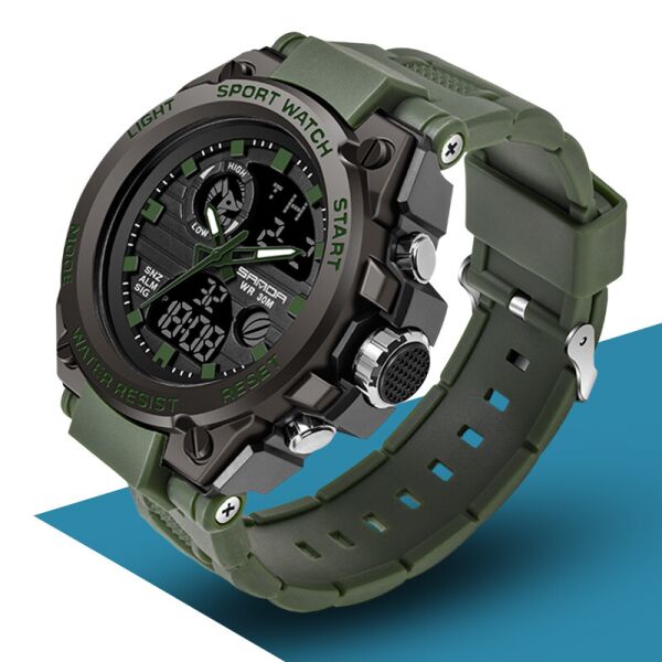 

Мужские наручные часы (739 Green-Black) Sanda 53 мм Зеленый