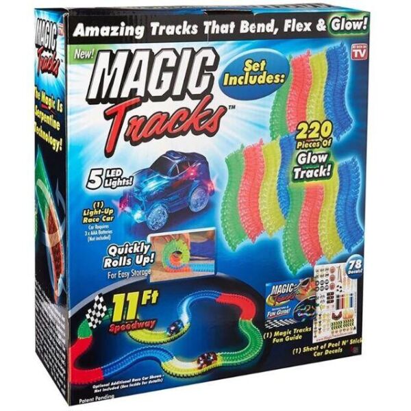 

Светящийся конструктор Magic Tracks 220 деталей, гибкая гоночная трасса конструктор