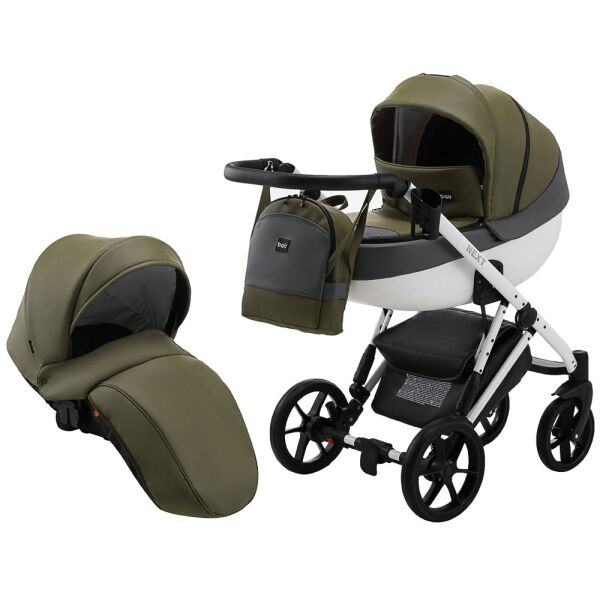 

Коляска 2 в 1 Bair Next White кожа 100% хаки 625535