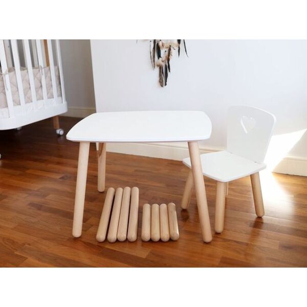 

Столик и стульчик Tatoy Heart для детей 2-4 лет Белый с дополнительными ножками "на вырост"