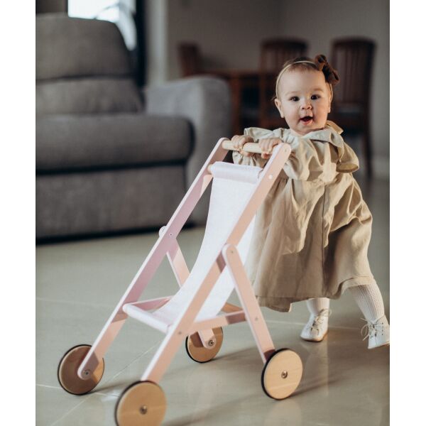 

Деревянная коляска для кукол Tatoy Stroller Fancy Розовая