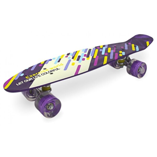 

Пенни борд (Penny Board) Maraton ALFA 22"со светящимися колесами, Фиолетовый с белой полосой