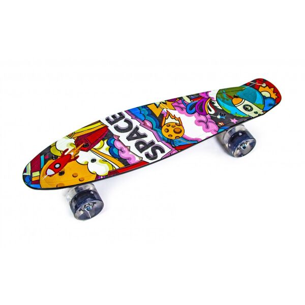 

Пенни борд (Penny Board) 22" со светящимися колесами и рисунком, Space разноцветный
