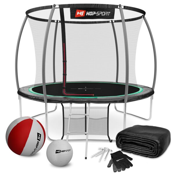 

Батут Hop-Sport Premium 10ft (305cm) черно-зеленый с внутренней сеткой
