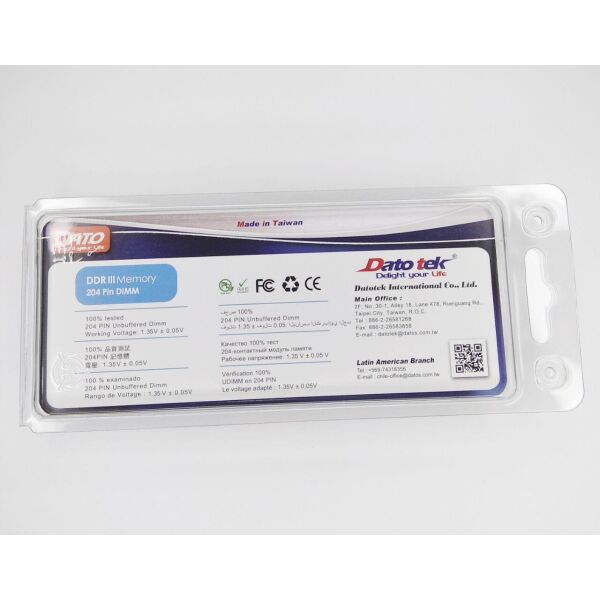 

Оперативна пам'ять DATO DDR3 4GB 1600 MHz CL11 SODIMM 1 (DT4G-1600SD)