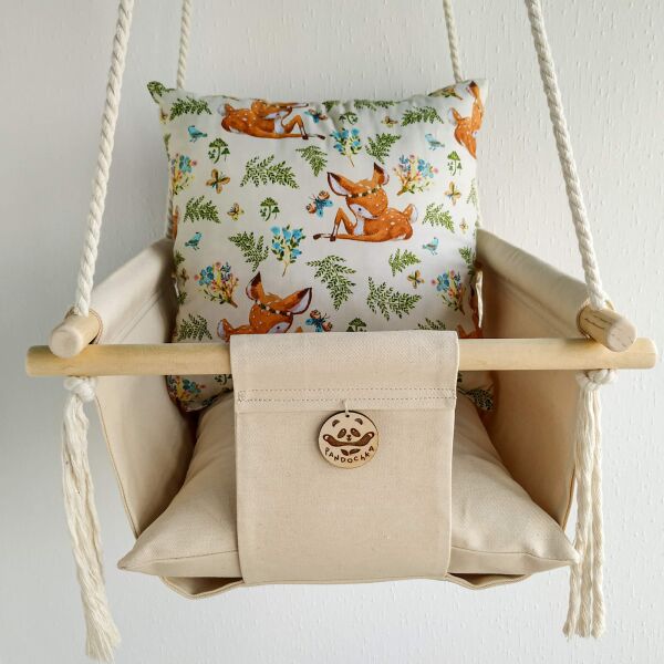 

Тканевая подвесная детская качеля гамак с бортикамы ручной работы 40х40 см (11850386-De)