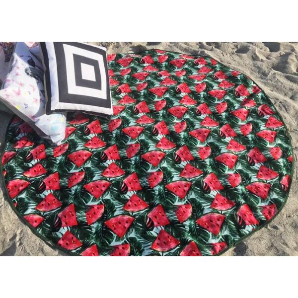 Акція на Круглое пляжное полотенце покрывало коврик из велюра и махры 150 см с фруктовым принтом (6412578-Т) від Allo UA