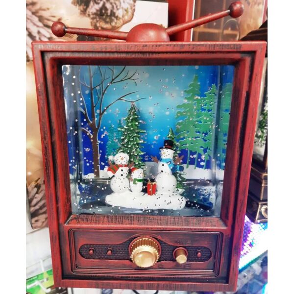 

Новогодний декор лампа ночник Рождественский телевизор со снегом (8369223)