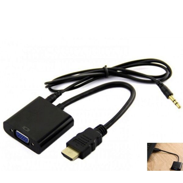 

Переходник HDMI на VGA конвертер адаптер преобразователь с аудио (783332) Черный