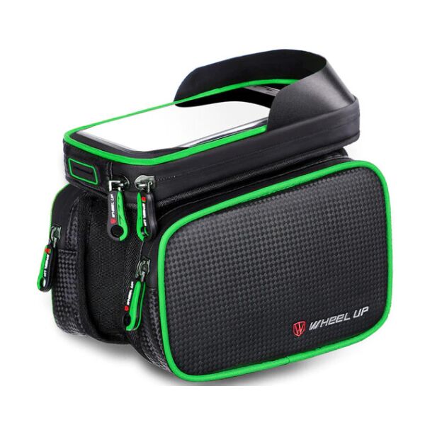 

Велосипедная сумка на раму велосумка с боковыми отсеками прозрачным отделением для телефона с козырьком (0132578) Зеленая