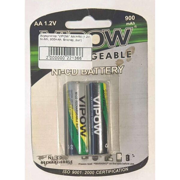 

Аккумулятор VIPOW AA/HR6 900 mAh 2шт Ni-MH