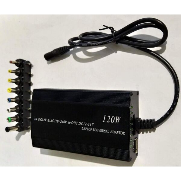 

Универсальное зарядное устройство + АЗП + USB для ноутбука 120W