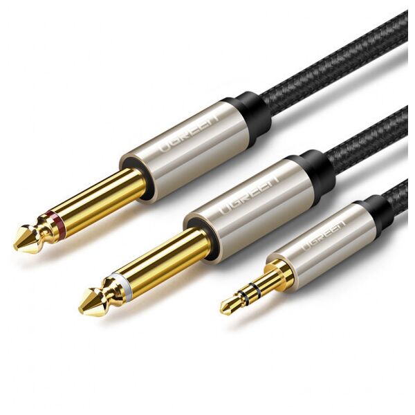 

Межкомпонентный кабель UGREEN AV126 3.5 mm TRS to 2 x 6.3 mm TS, 2 m Gray 10615