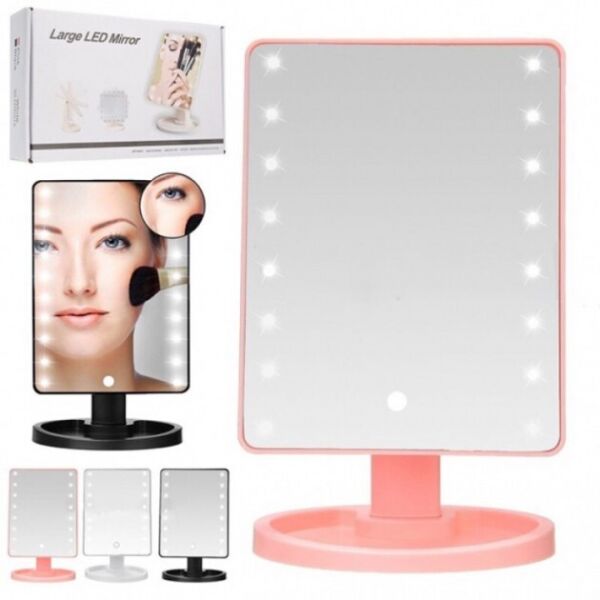 

Косметическое настольное зеркало для макияжа с подсветкой 16 LED Touch Mirror сенсорное гримерное розовое