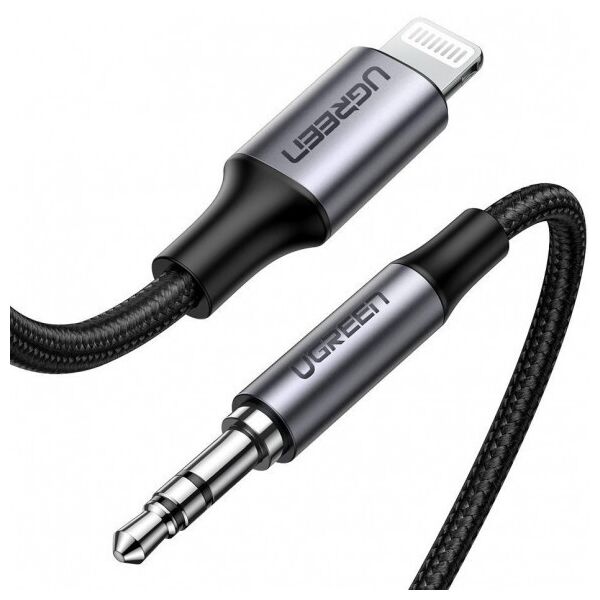 

Межкомпонентный кабель UGREEN US315 3.5 mm Male to Lightning Audio Cable Braided with Aluminum Shell, 1 m Black 70509