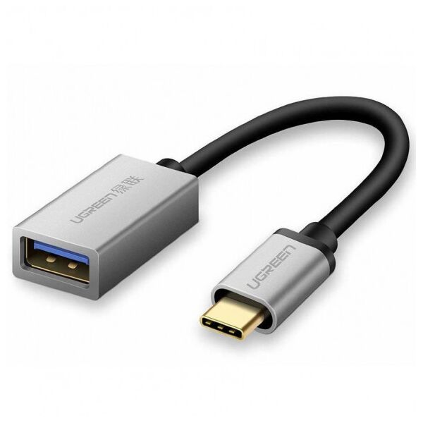 

Межкомпонентный кабель UGREEN US203 USB Type-C - USB 3.0 OTG, 10 cm Gray 30646