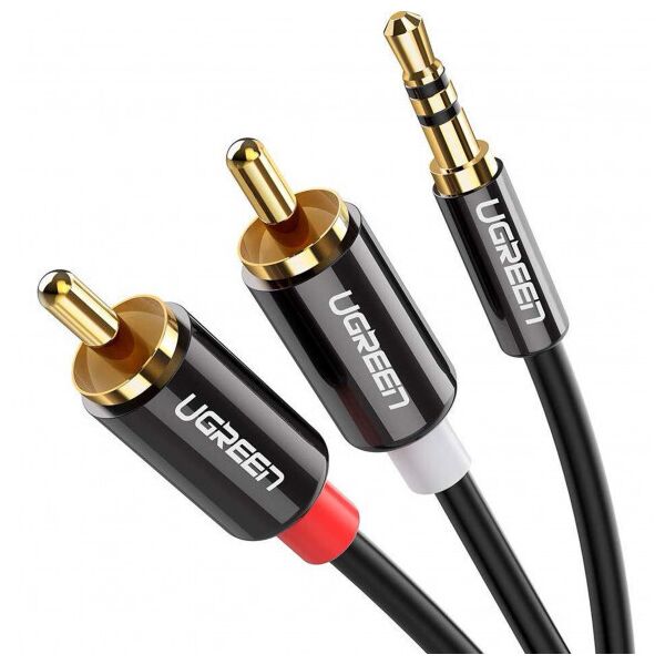 

Межкомпонентный кабель UGREEN AV116 3.5 mm to 2RCA Audio Cable, 1 m Black 10749