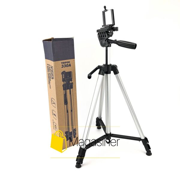 

Компактный штатив трипод Tripod 330a тренога с держателем для телефона, экшн камер, смартфонов и видеокамер (940-tg)