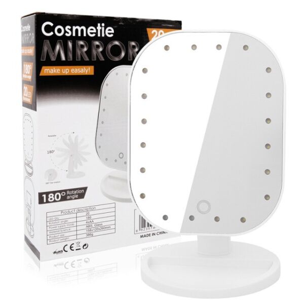 

Косметическое настольное зеркало для макияжа с подсветкой Cosmetie Mirror 20LED гримерное белое