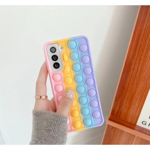 

Силиконовый попит чехол антистресс pop it для телефона Samsung Galaxy S21 Plus кейс с пупыркой case цветной