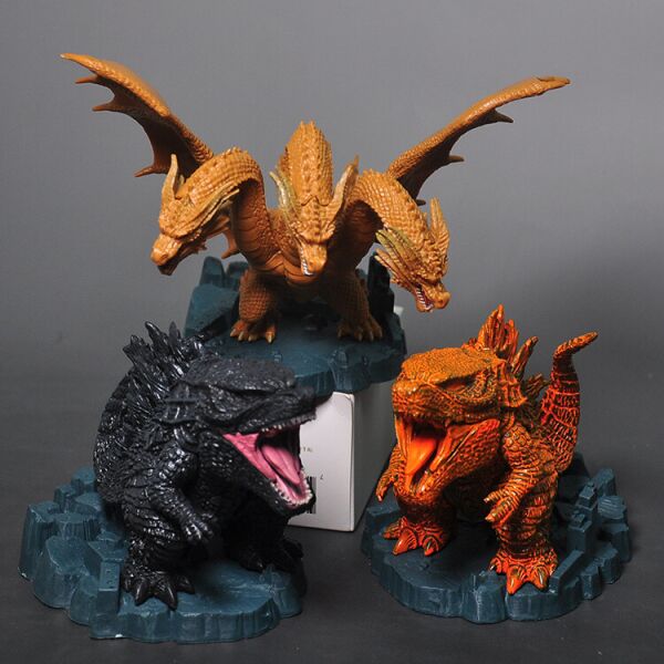 

Годзилла дракон набор из трех пластиковых фигурок Godzilla monsters на подставке
