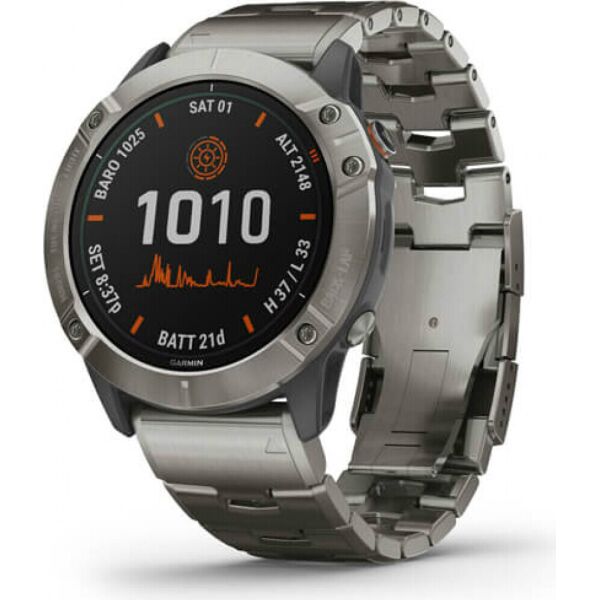 

Смарт-часы Garmin Fenix ​​6X Pro Solar титановый серебристый с титановым ремешком