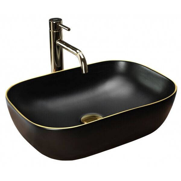 

Умывальник (Раковина) Rea Belinda Black Mat Gold Edge REA-U9659