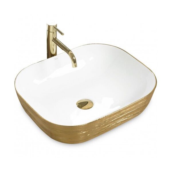 

Умывальник (Раковина) Rea FLORIA Gold/White REA-U0027