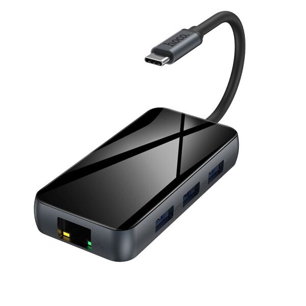 

HUB Адаптер USB HOCO Type-C Easy Expand HB16 |Type-C To USB3.0*3/HDMI/Type-C PD/RJ45, 67W| Переходник Хаб