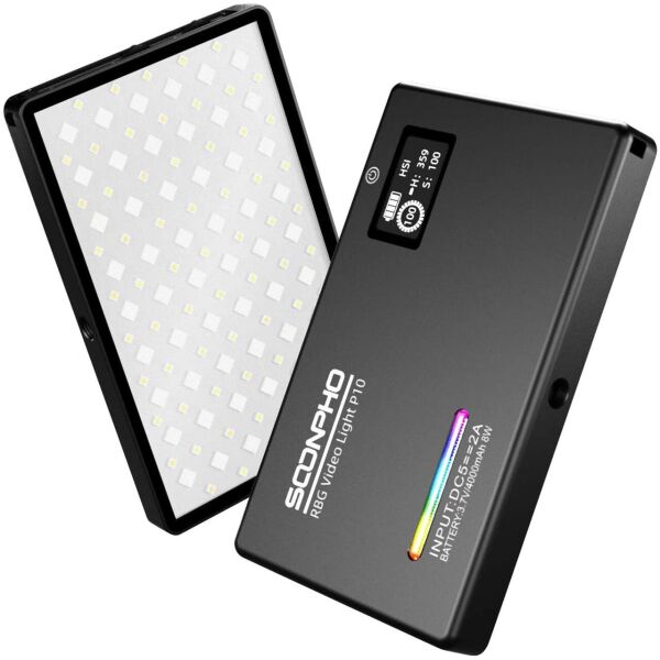 

Накамерный LED осветитель Soonpho P10 RGB с аккумулятором 4000 mAh, черный