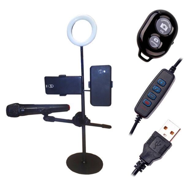 Акція на Настольный держатель LED лампы, двух смартфонов, микрофона, bluetooth кнопка від Allo UA