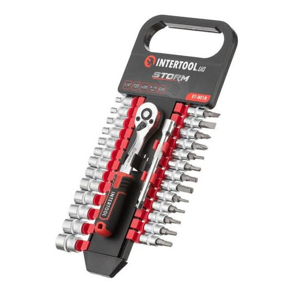 

Набор инструмента на планке Intertool - 1/4" x 28 ед. Storm(ET-8018)