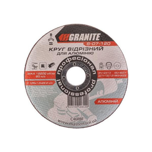 

Диск отрезной по алюминию Granite - 125 х 1,0 х 22,2 мм(8-07-120)
