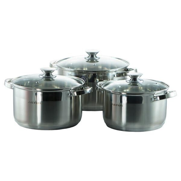 

Набор посуды нержавеющий Astor - 2,1 x 3,9 x 6,1 л (3 шт.)(AST1702)