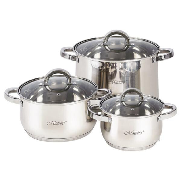 

Набор посуды нержавеющий Maestro - 1,5 х 3 х 5 л (3 шт.) MR-2120-6L(MR-2120-6L)