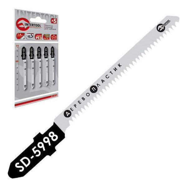 

Полотно пильное для лобзика Intertool - 50 х 1,4 мм дерево-пластик (5 шт.)(SD-5998)