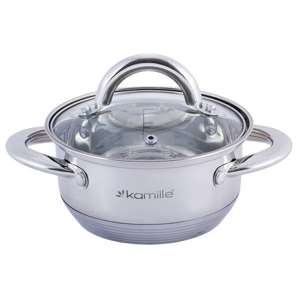 

Кастрюля нержавеющая Kamille - 140 мм x 1,1 л(5770)