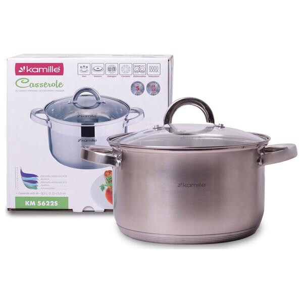

Кастрюля нержавеющая Kamille - 220 мм x 5,1 л 5622S(5622S)