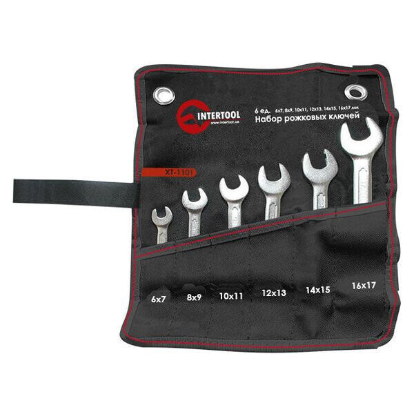 

Набор рожковых ключей Intertool - 6 шт. (6-17 мм) Pro(XT-1101)